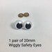 Googly safety eyes - 1 pair - Amigurumi safety eyes - 20 mm plastic eyes - Comic Eyes with moveable pupil - wiggly eyes - white and black