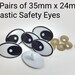Large black and white safety eyes - 3 pairs - safety eyes - plastic eyes - oval Comic Eyes - large eyes - funny eyes - Black and white eyes