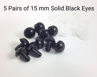 puppets Sassy Bears 7.5mm Solid Black FLAT Safety Eyes for bears dolls crafts