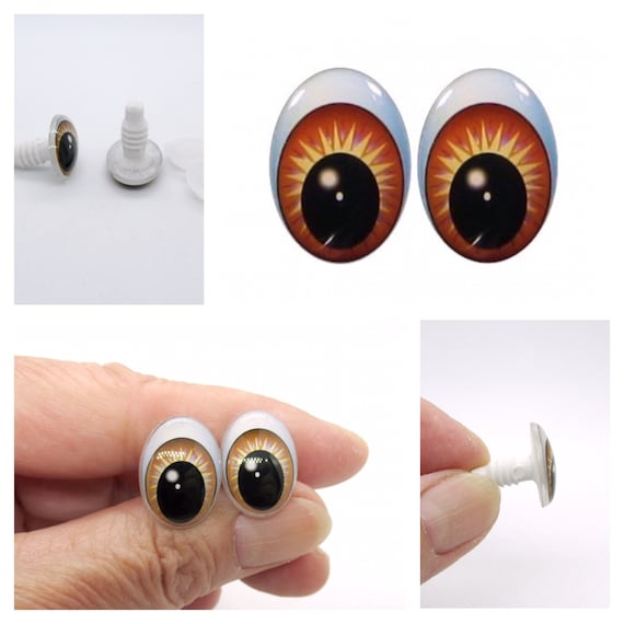 18mm X 13mm Safety Eyes 1 Pair Amigurumi Safety Eyes Plastic Oval Eyes  Comical Eyes Printed Eyes Funny Eyes Brown Eyes 