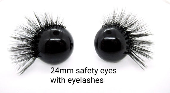 Safety Eyes With Felt Eyelashes 18 Mm Black Safety Eyes Black