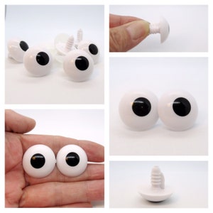 Moving Eyes 5 Pairs Amigurumi Safety Eyes 20 Mm Plastic Eyes Comic Eyes  With Moveable Pupil Wiggly Eyes White and Black 