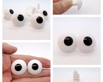 24mm safety eyes - 3 pairs - plastic eyes - Black and white eyes - funny eyes - Puppet Eyes - toy supplies - toy eyes - Amigurumi Eyes