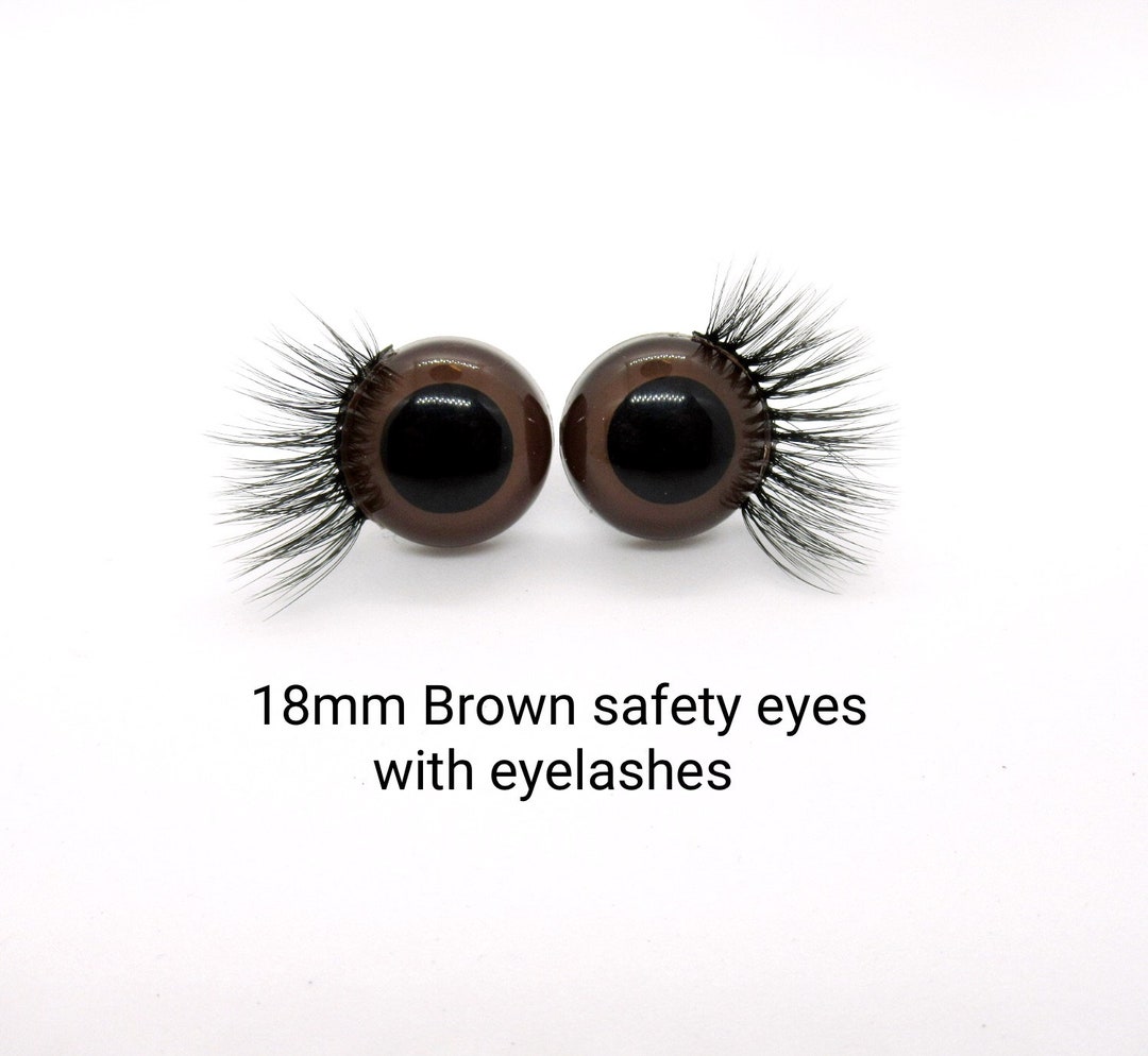 Safety Eyes With Eyelashes 18 Mm Brown Safety Eyes Brown Safety Eyes