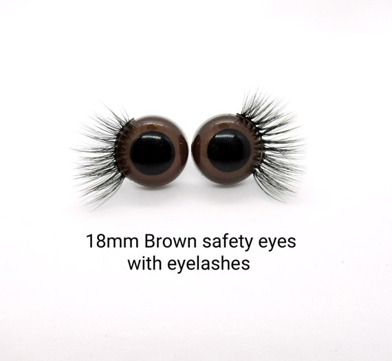 Yeux de sécurité avec cils 15 mm Yeux de sécurité bruns yeux bruns