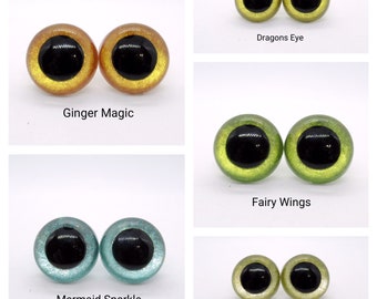 15 mm/18 mm/21 mm round pupil safety eyes - 5 pairs - hand-painted eyes - round pupil - metallic colours - toy eyes - Sparkle Safety Eyes