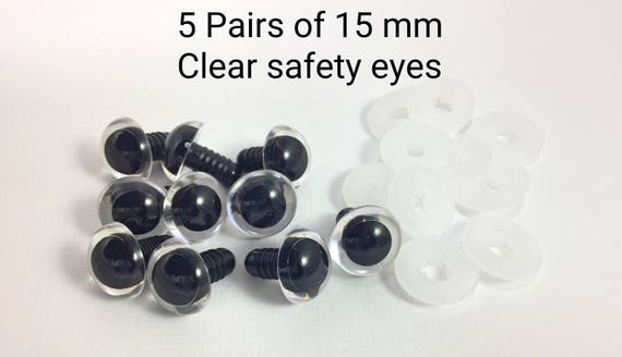15 Mm Safety Eyes 5 Pairs of Clear Eyes Do It Yourself Amigurumi Safety Eyes  Plastic Animal Eyes Teddy Bear Supplies Craft Eye 
