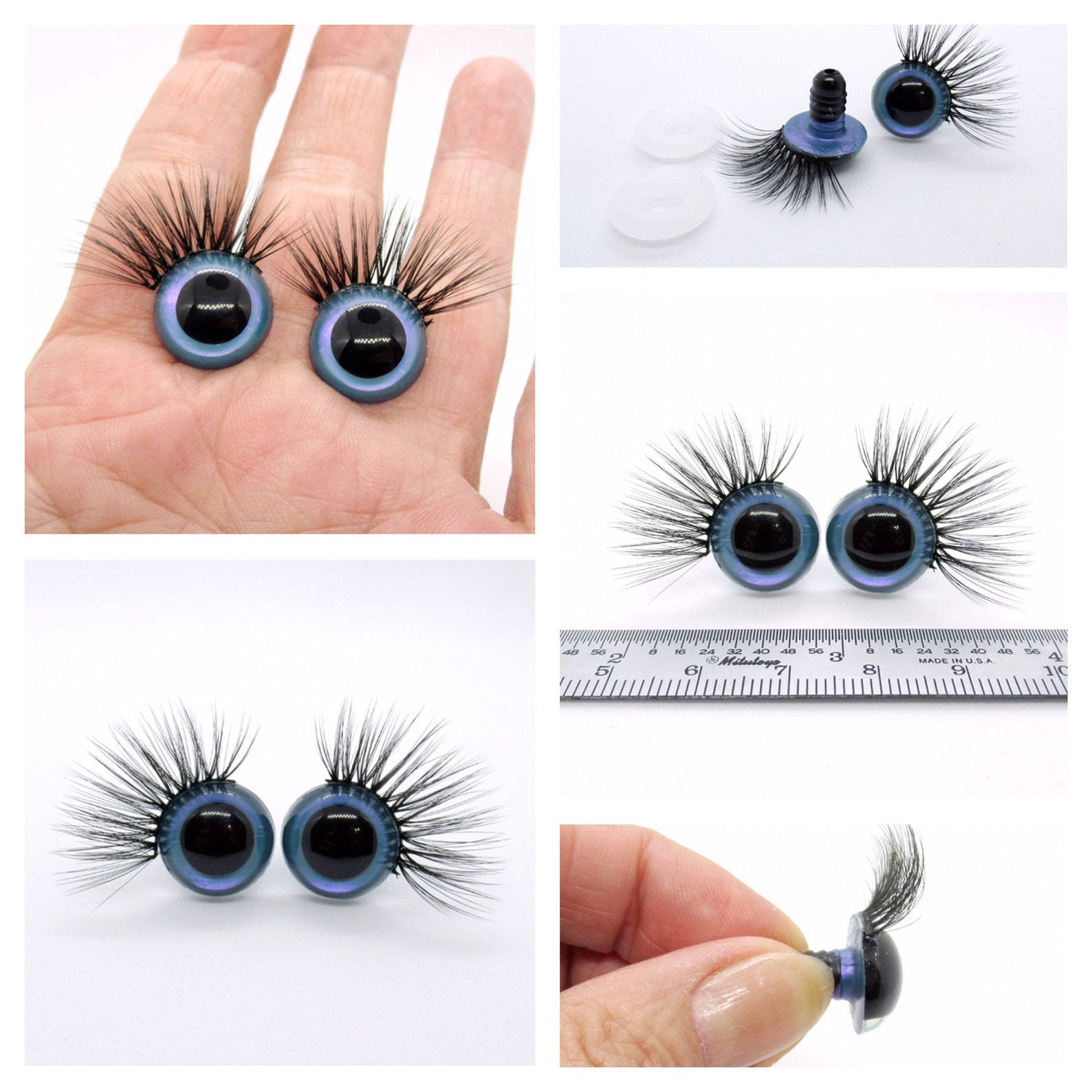 One Pair of Handpainted 15mm Safety Eyes With Eyelashes Blue Etsy