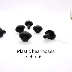 15mm black bear animal nose - 6 pieces - Amigurumi plastic safety nose - toy nose - crochet toy supply - animal noses - bear nose