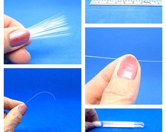 Plastic whiskers in White - fake whiskers - white - realistic animal whiskers - needle felting - tapered whisker tips - pet replicas