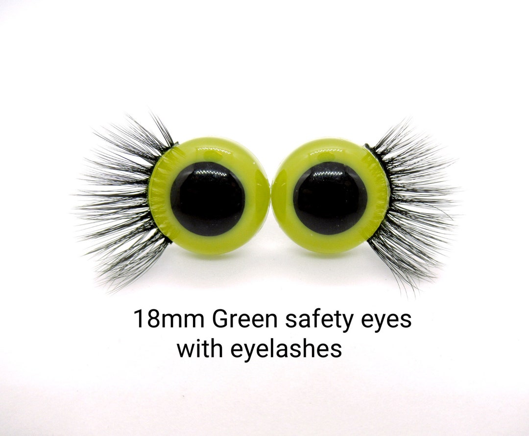 Safety Eyes With Eyelashes 18 Mm Green Safety Eyes Green Safety Eyes