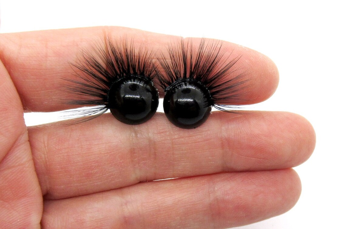 Safety Eyes With Eyelashes 12 Mm Black Safety Eyes Black Etsy Canada
