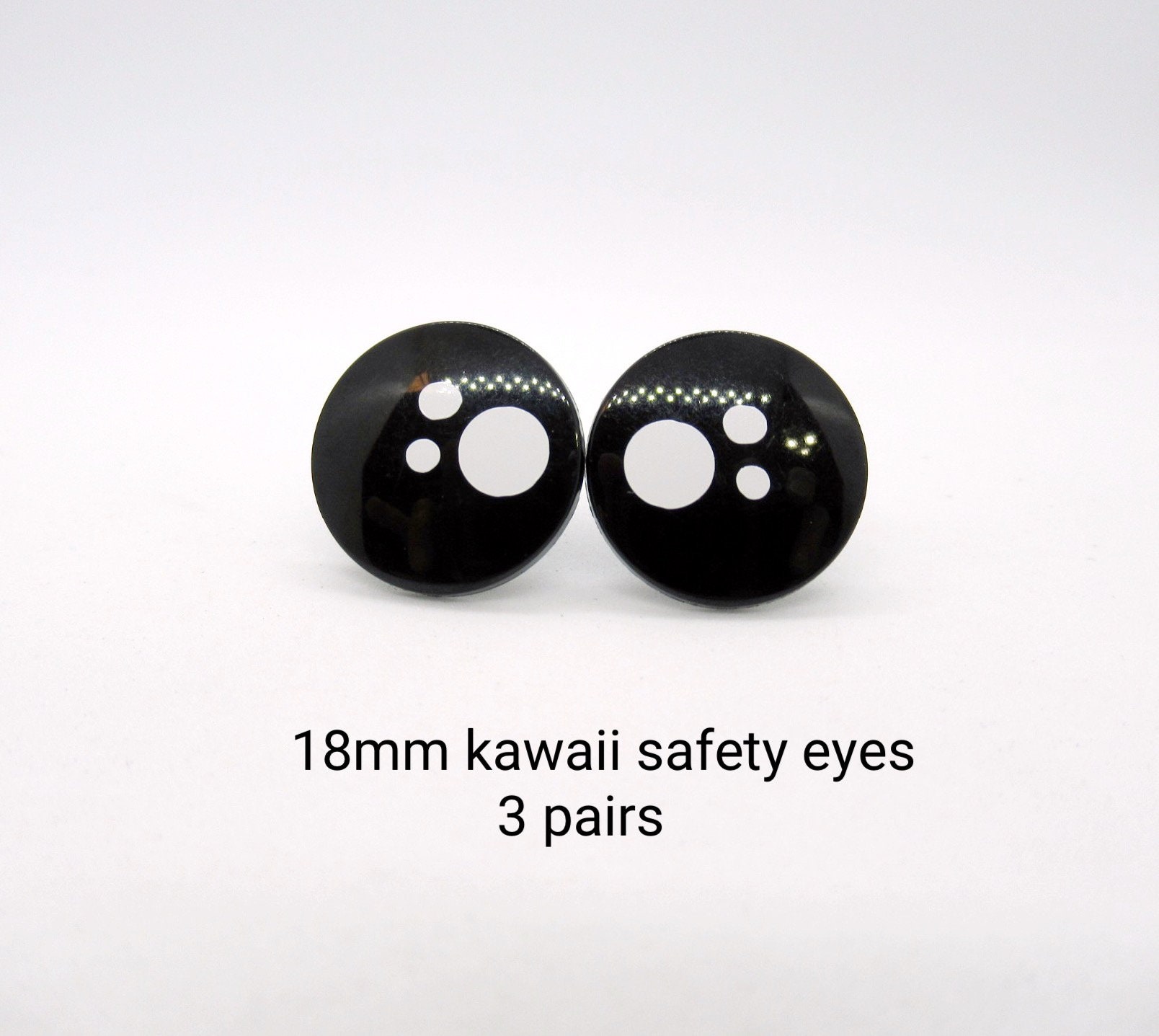 Black Safety Eyes 18mm Eyes Flat Eyes 3 Pairs Kawaii Style Eyes