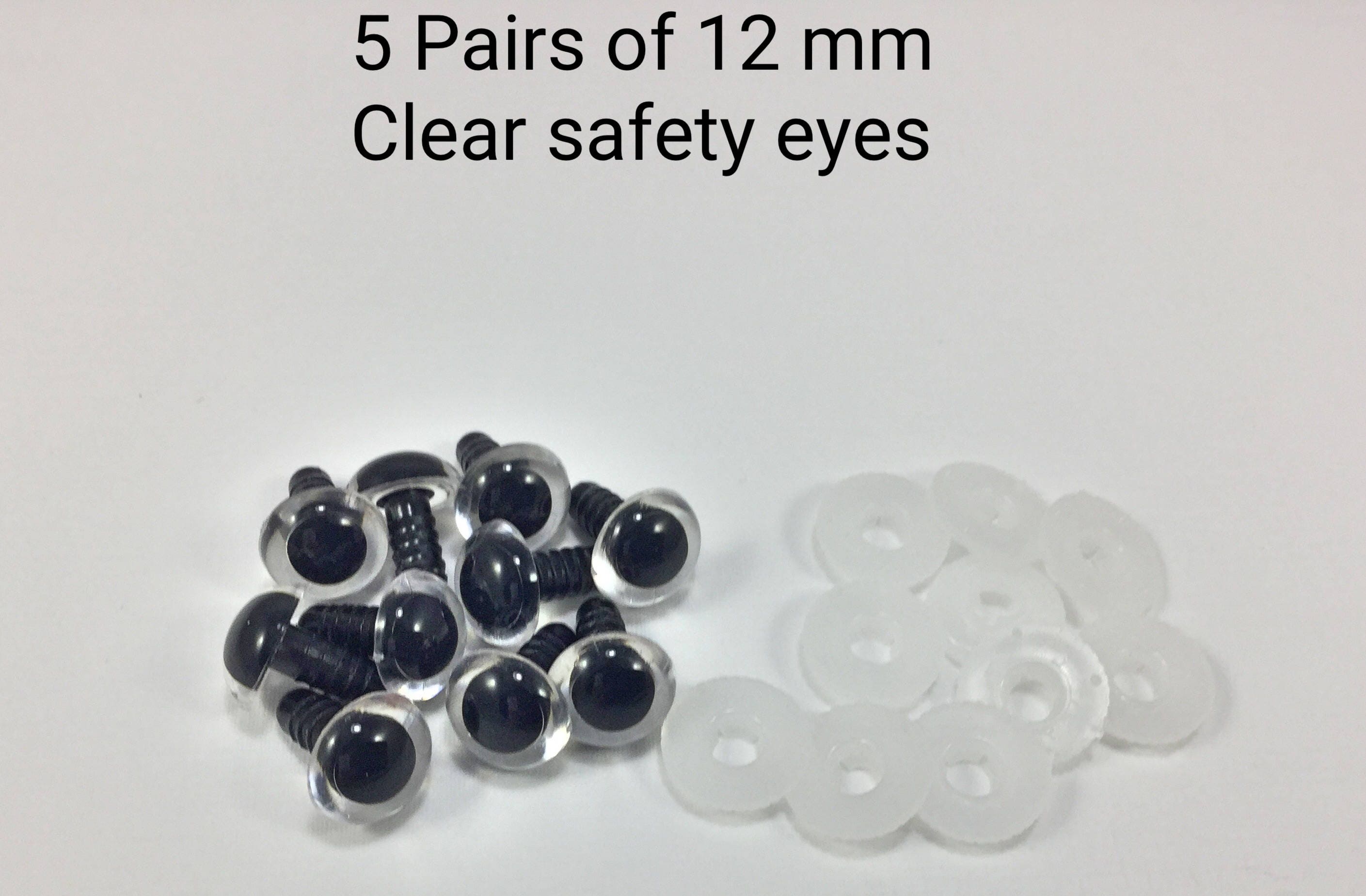 Clear Safety Eyes 12 Mm Amigurumi Safety Eyes 5 Pairs of Round Pupil Eyes  Plastic Animal Eyes Teddybear Supplies Craft Eye 