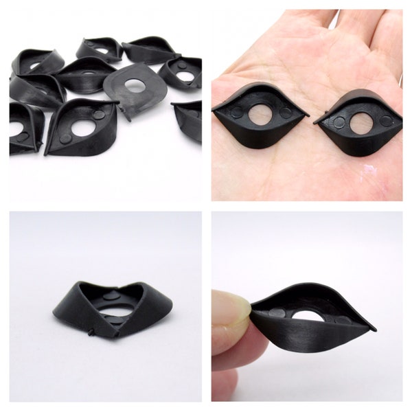 Plastic eyelids for safety eyes - 5 pairs - 18mm safety eyelids in black - toy eyes lids - craft supplies