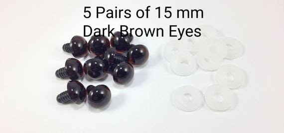 15mm Brown Plastic Eyes Safety Eyes 5 PAIRS 