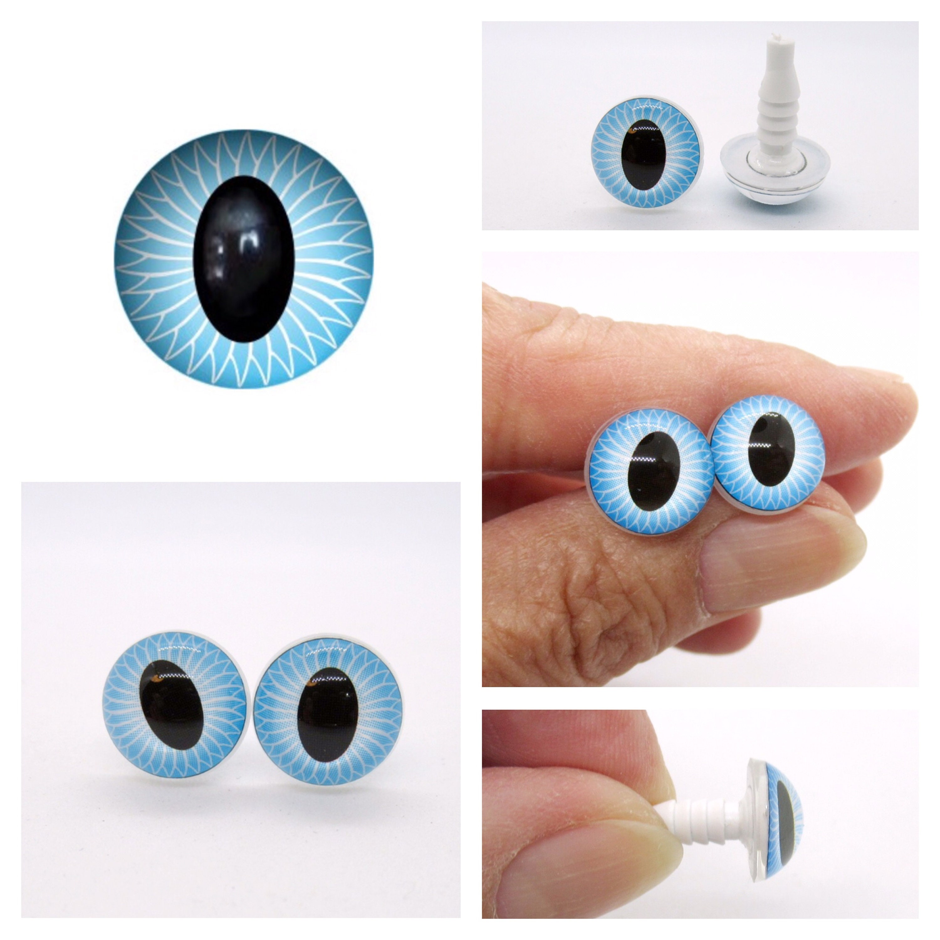 12mm bleu et blanc pupille de chat yeux de sécurité 1 paire yeux de sécurité  yeux de jouet fournitures de poupée yeux yeux imprimés yeux bleus -   France