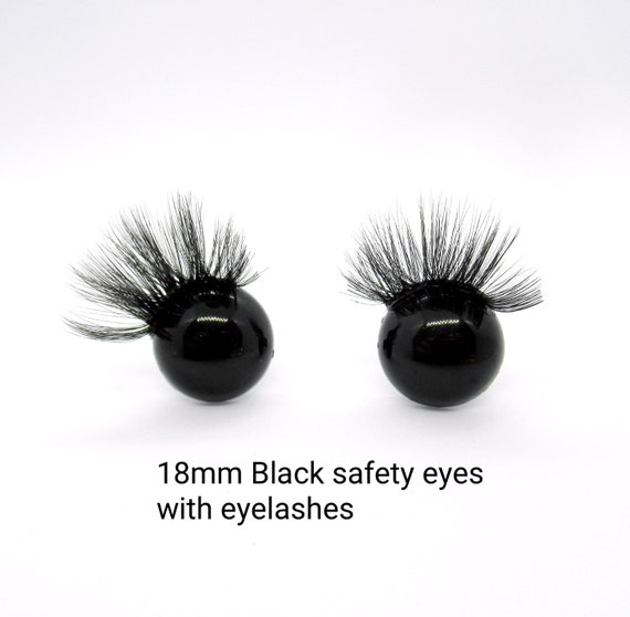 Safety eyes with eyelashes - 18 mm black safety eyes - black safety eyes with eyelashes - Amigurumi Eyes with lashes - eyes with lashes