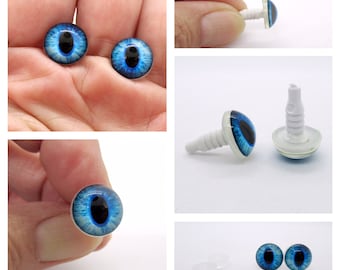 12mm blue cat pupil safety eyes - 1 pair - safety eyes - plastic toy eyes - doll supply - eyes - printed eyes - blue eyes