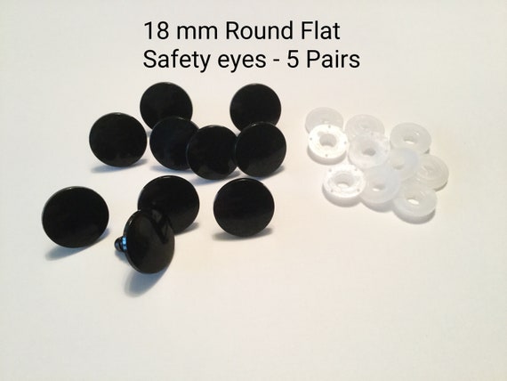 15mm Solid Black Round Flat Safety Eyes 5 Pairs Toy Eyes Plastic Animal  Eyes Teddy Bear Eyes Animal Eyes Safety Eyes 