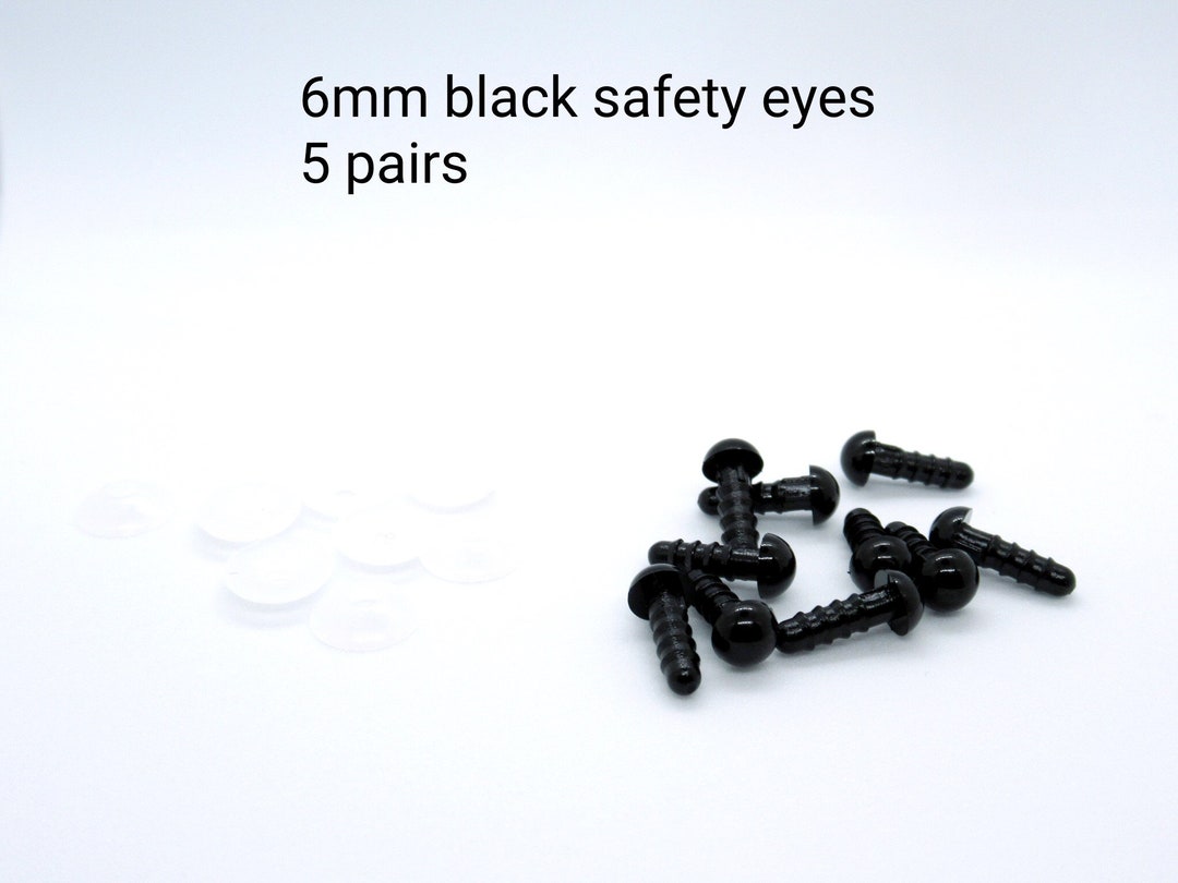 25 Pairs 6mm SOLID BLACK Amigurumi eyes, Plastic eyes, Safety eyes