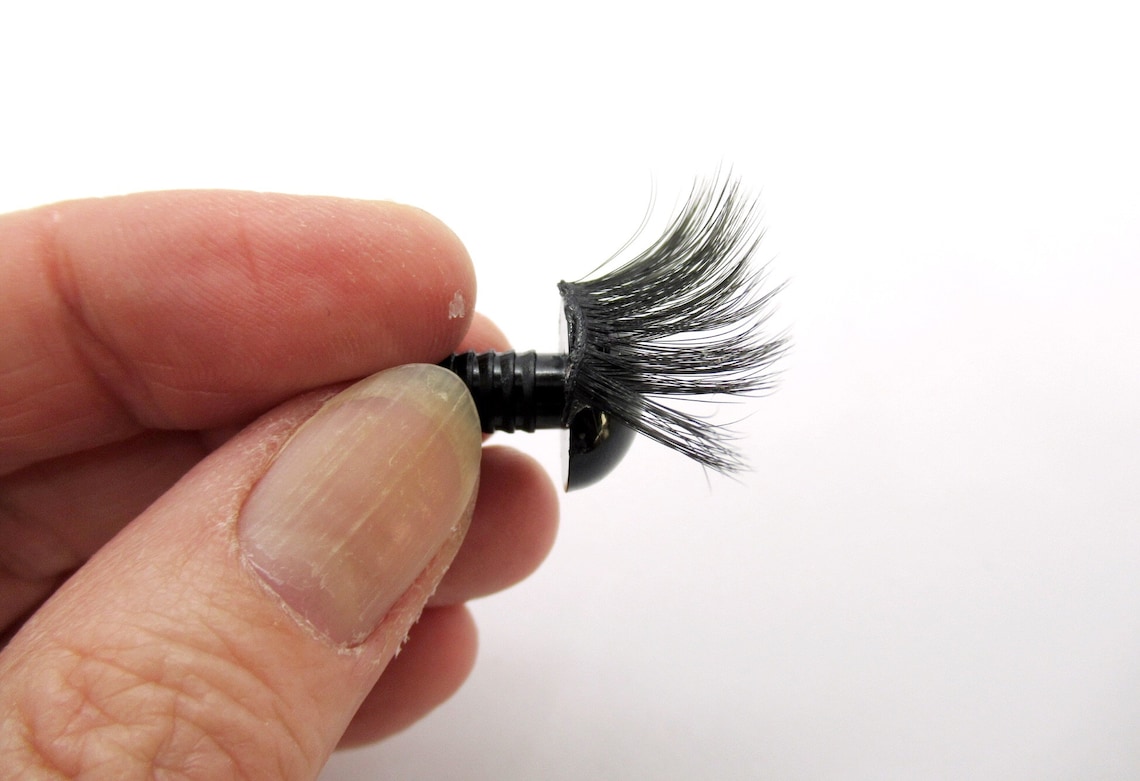 Safety eyes with eyelashes 15 mm black safety eyes black Etsy