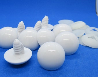 24 mm Solid White safety eyes - 5 pairs - Amigurumi Eyes - plastic animal eyes - craft eyes - teddy bear eyes - animal safety eyes