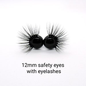 Safety eyes with eyelashes - 12 mm black safety eyes - black safety eyes with eyelashes - Amigurumi Eyes with lashes - eyes with lashes