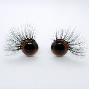 Safety eyes with eyelashes - 12 mm translucent brown safety eyes  safety - Amigurumi Eyes with lashes - eyes with lashes - brown eyes