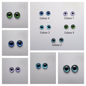 12mm glass doll eyes cabochons - half round cabochons - glass eyes - fantasy eyes - glue on - printed eyes - craft eyes - flat back eyes