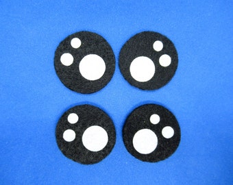 Black felt eyes - 2 pairs - white glitter Kawaii eyes - 1 inch eyes for toys - felt eyes precut - cricut felt eyes - circle pre made eyes