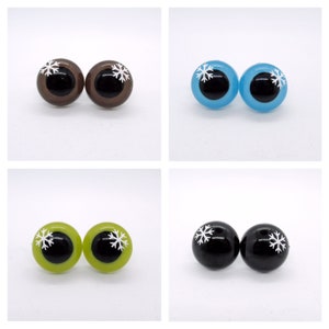 18 mm safety eyes with snowflake highlight - plastic doll eyes - supplies - plush toy eyes - craft eyes - doll eyes - soft toy eyes