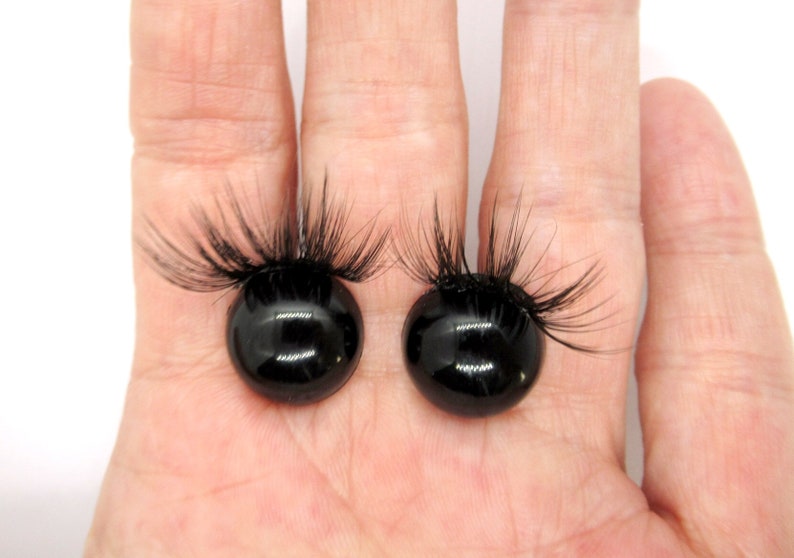 Safety Eyes With Eyelashes 15 Mm Black Safety Eyes Black Etsy