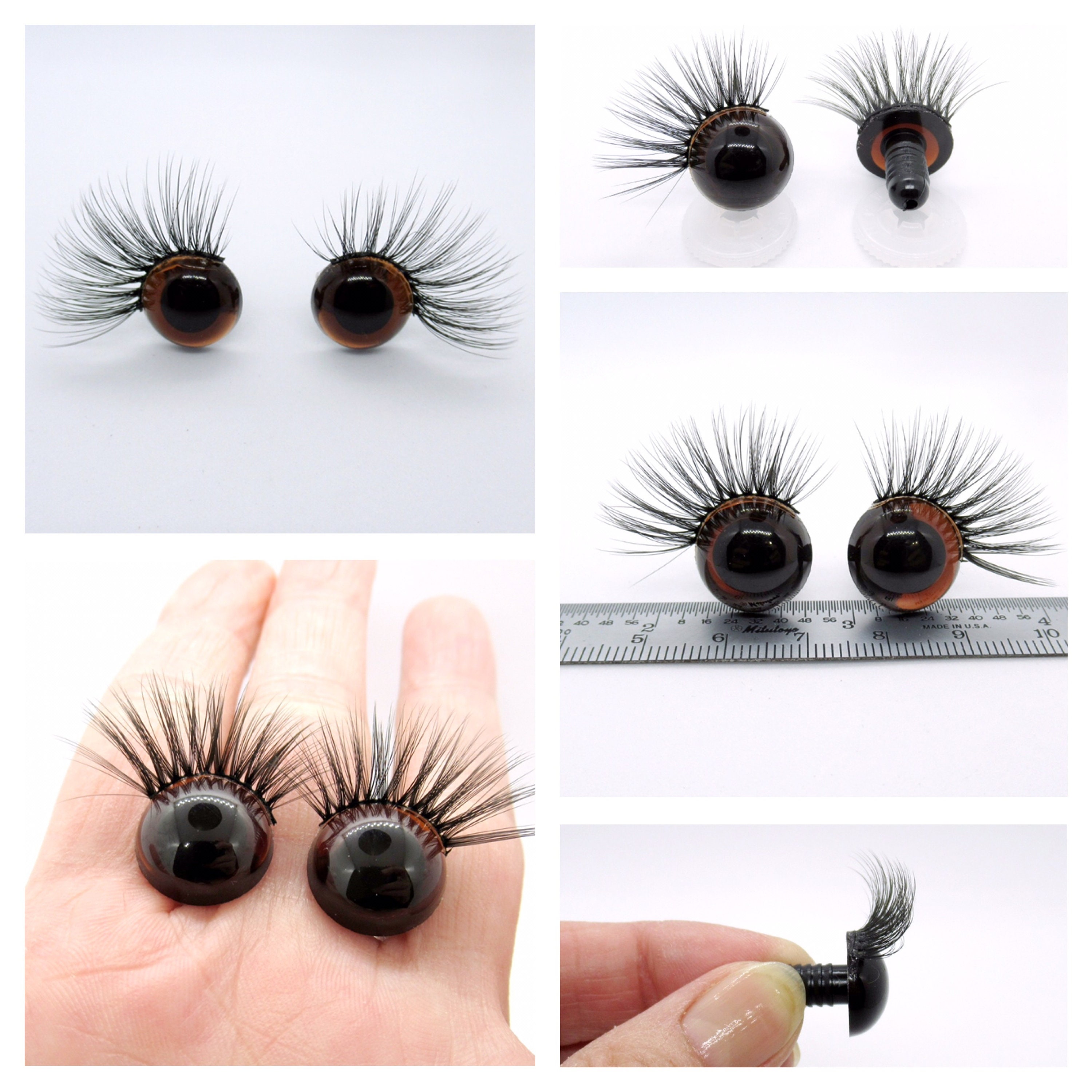 Safety Eyes With Eyelashes 15 Mm Brown Safety Eyes Etsy