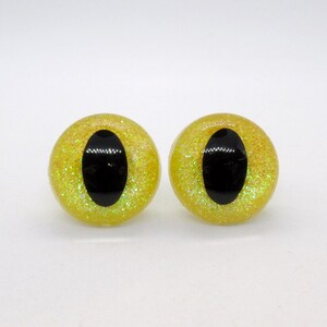 21 mm or 24 mm glitter safety eye - Sunflower - one pair - cat eye - toy supply - dragon eyes - stuffed animal eyes - yellow cat eyes