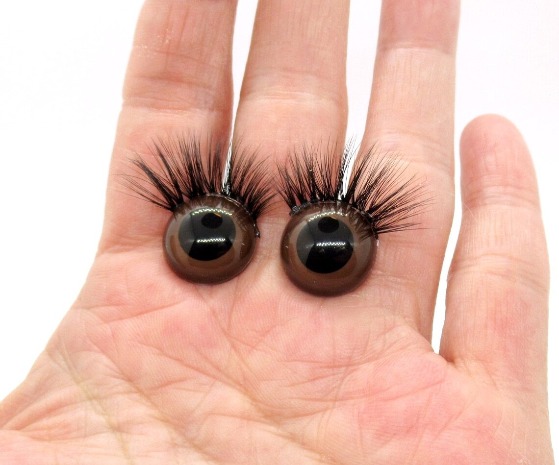 Safety Eyes With Eyelashes 15 Mm Brown Safety Eyes Brown Etsy