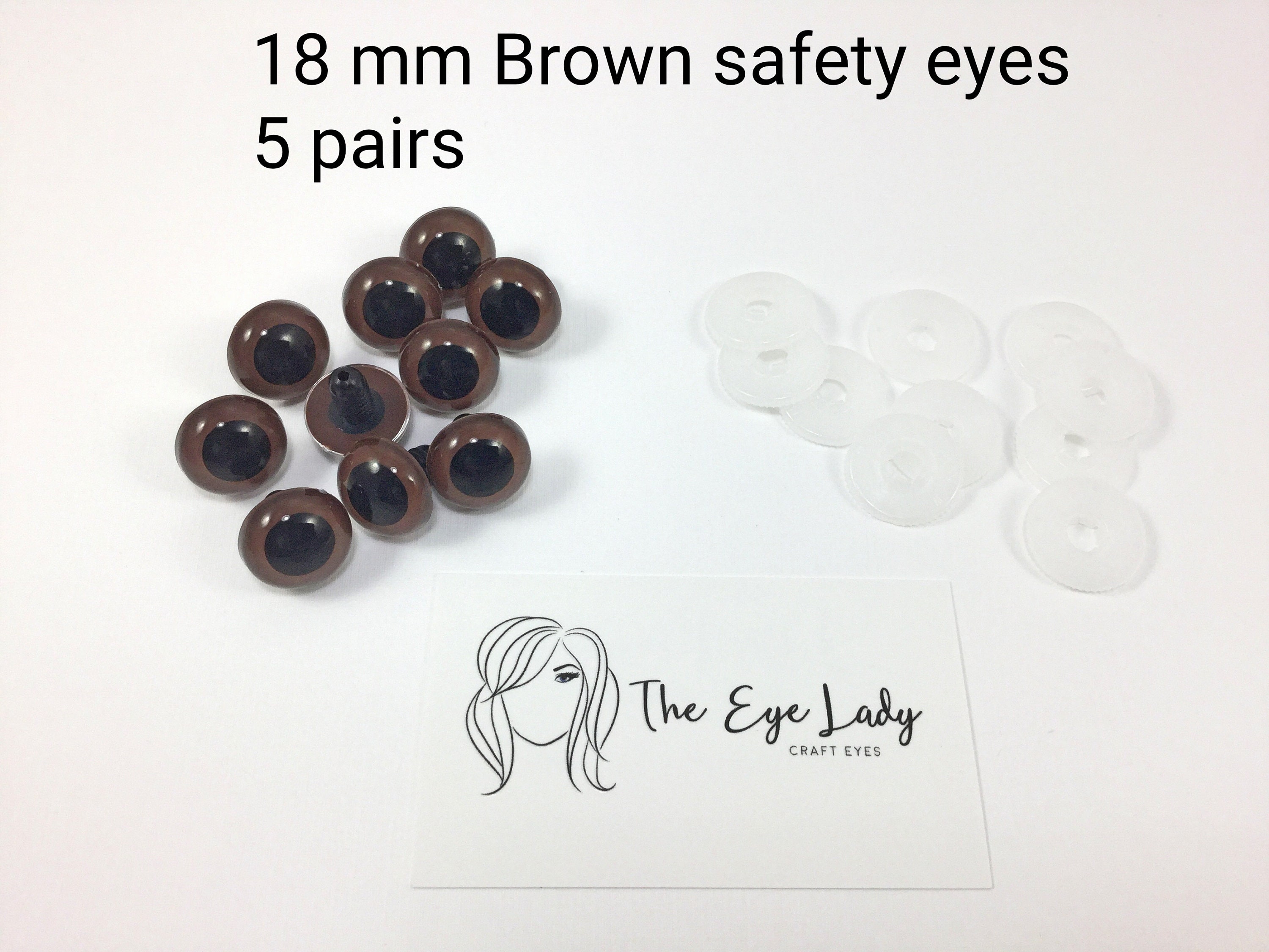 18mm Safety Eyes Plastic Eyes Plastic Craft Safety Eyes Teddy Bear Stuffed  Doll Animal Amigurumi DIY Accessories - 20 Pairs (Clear)