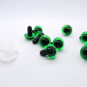 15 mm Translucent Green safety eyes - 5 pairs - toy eyes - doll eyes - Amigurumi or puppet supplies -  bear eyes - animal eyes