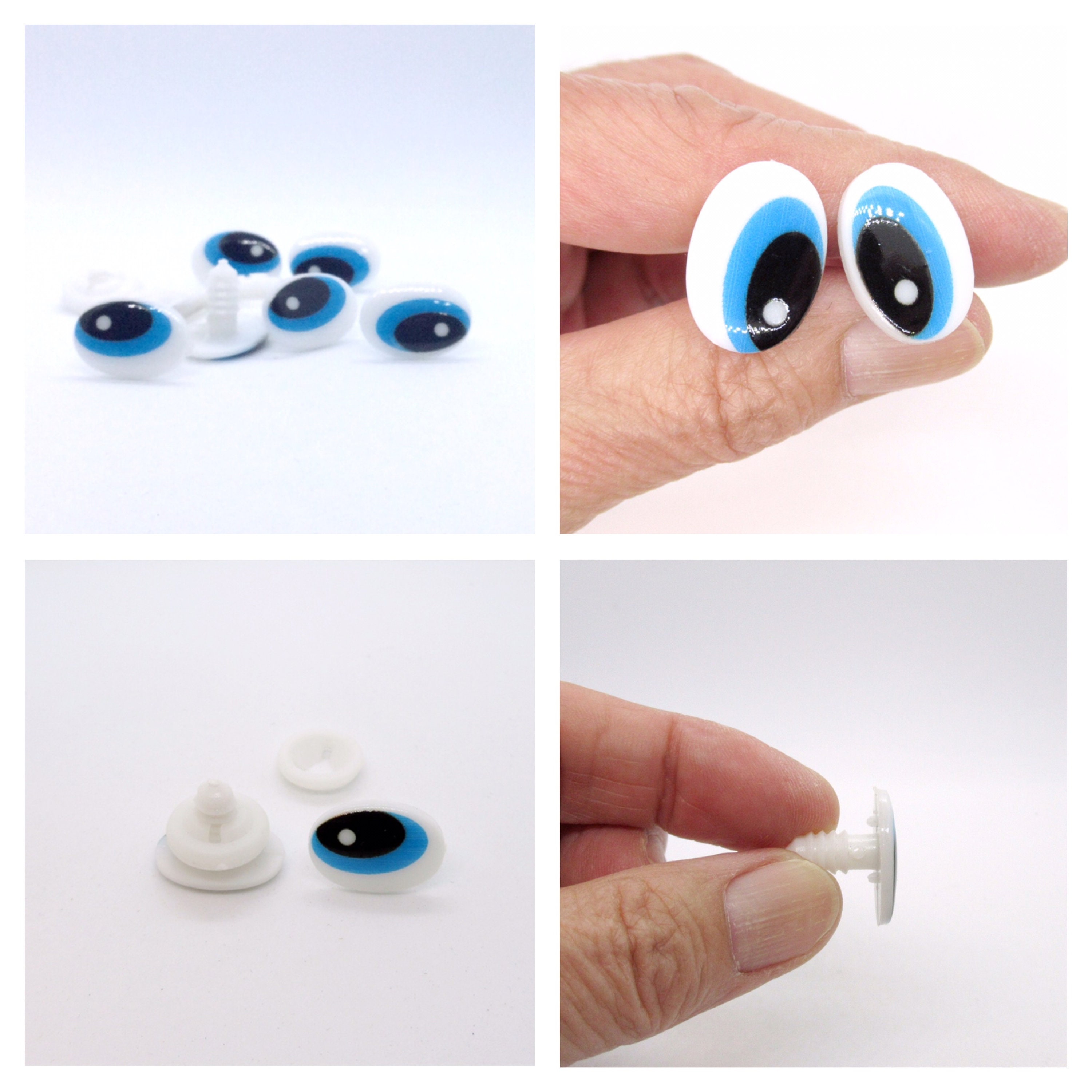18mmx13mm(C) Oval Comic Eyes/Safety Eyes/Printed Eyes - Blue Black - 6 Pairs