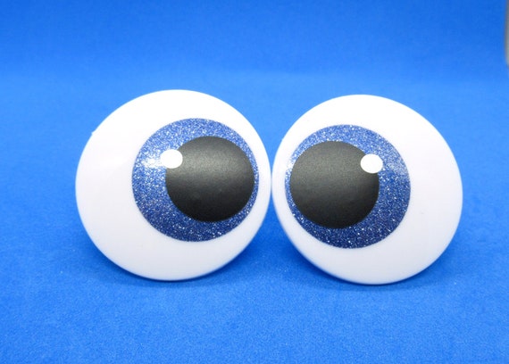 Large Safety Eyes 40 X 40mm Comical Eyes Funny Eyes Blue Sparkle Eyes  Puppet Eyes Toy Eyes Eyes on Posts With Washers for Toys 