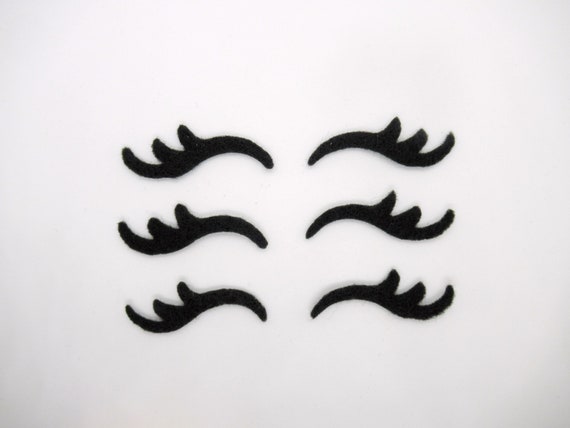 Felt unicorn lashes - Amigurumi supplies - felt craft - pre cut felt applique - 1.75 inches - sew on or glue on unicorn lashes - 3 pairs