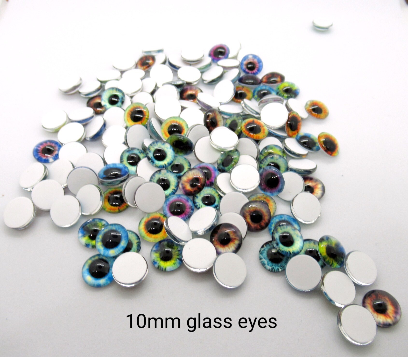 Side Glance Blue Human Glass Eyes 6mm to 60mm Jewelry Making Art Doll Parts  Taxidermy Sculpture Bloodshot Eyeball Flatback Domed Cabochons 