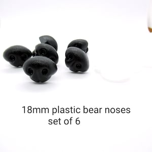 18mm black bear animal nose - 6 pieces - Amigurumi plastic safety nose - toy nose - crochet toy supply - animal noses - bear nose