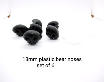 18mm black bear animal nose - 6 pieces - Amigurumi plastic safety nose - toy nose - crochet toy supply - animal noses - bear nose
