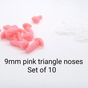 9 mm pink triangle animal nose - 10 pieces - Amigurumi plastic safety nose - plastic safety toy nose - crochet toy supply - animal noses