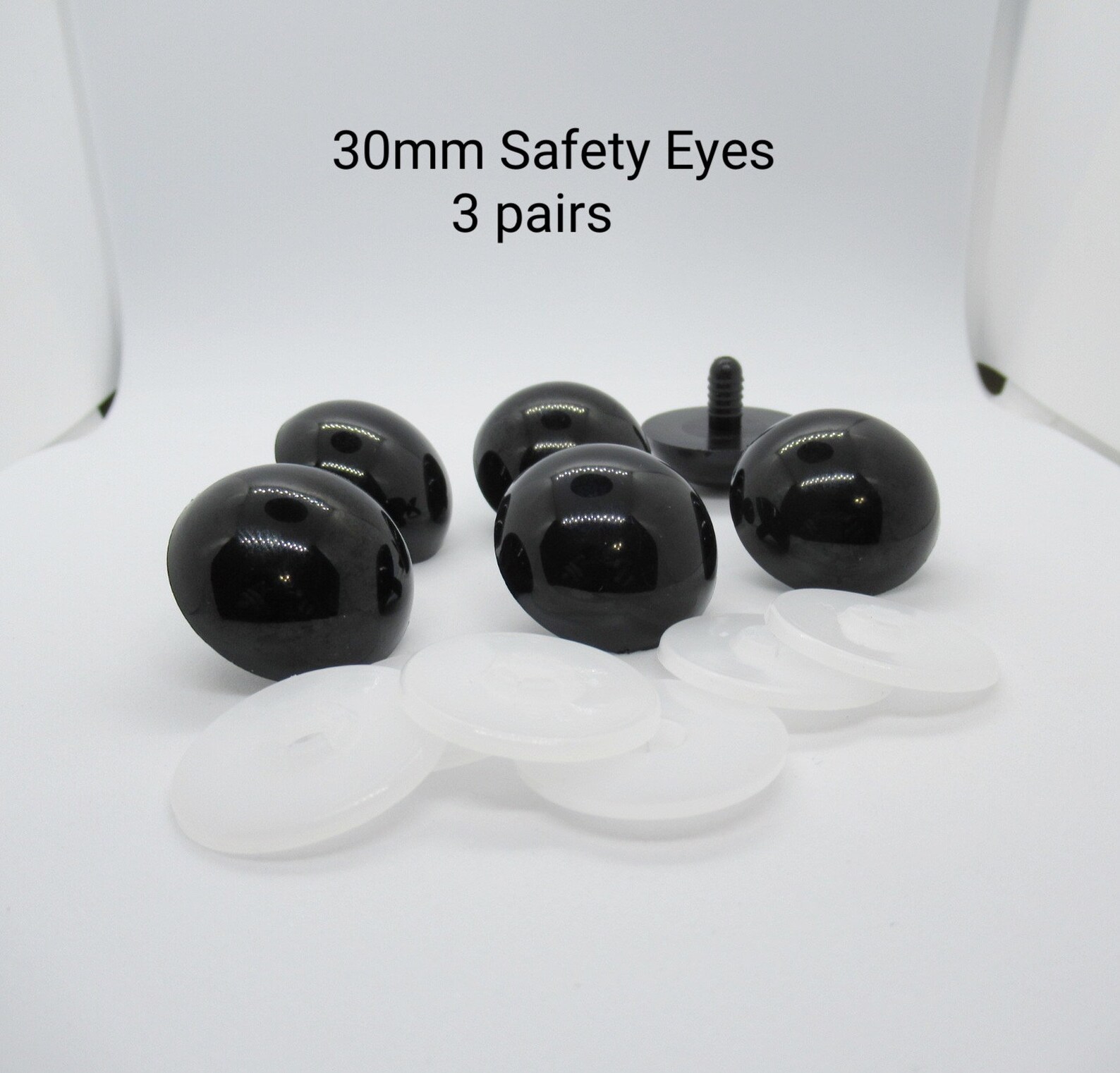 30 Mm Solid Black Safety Eyes 3 Pairs Amigurumi Eyes Etsy Canada