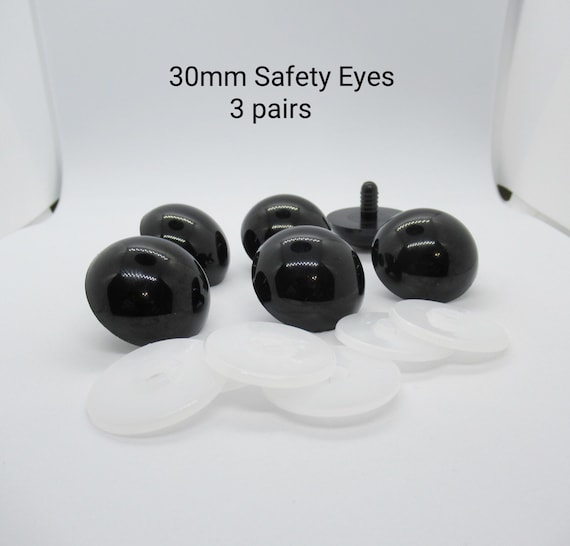 30 Mm Solid Black Safety Eyes 3 Pairs Amigurumi Eyes Plastic Animal Eyes  Craft Eyes Teddy Bear Eyes Animal Safety Eyes 