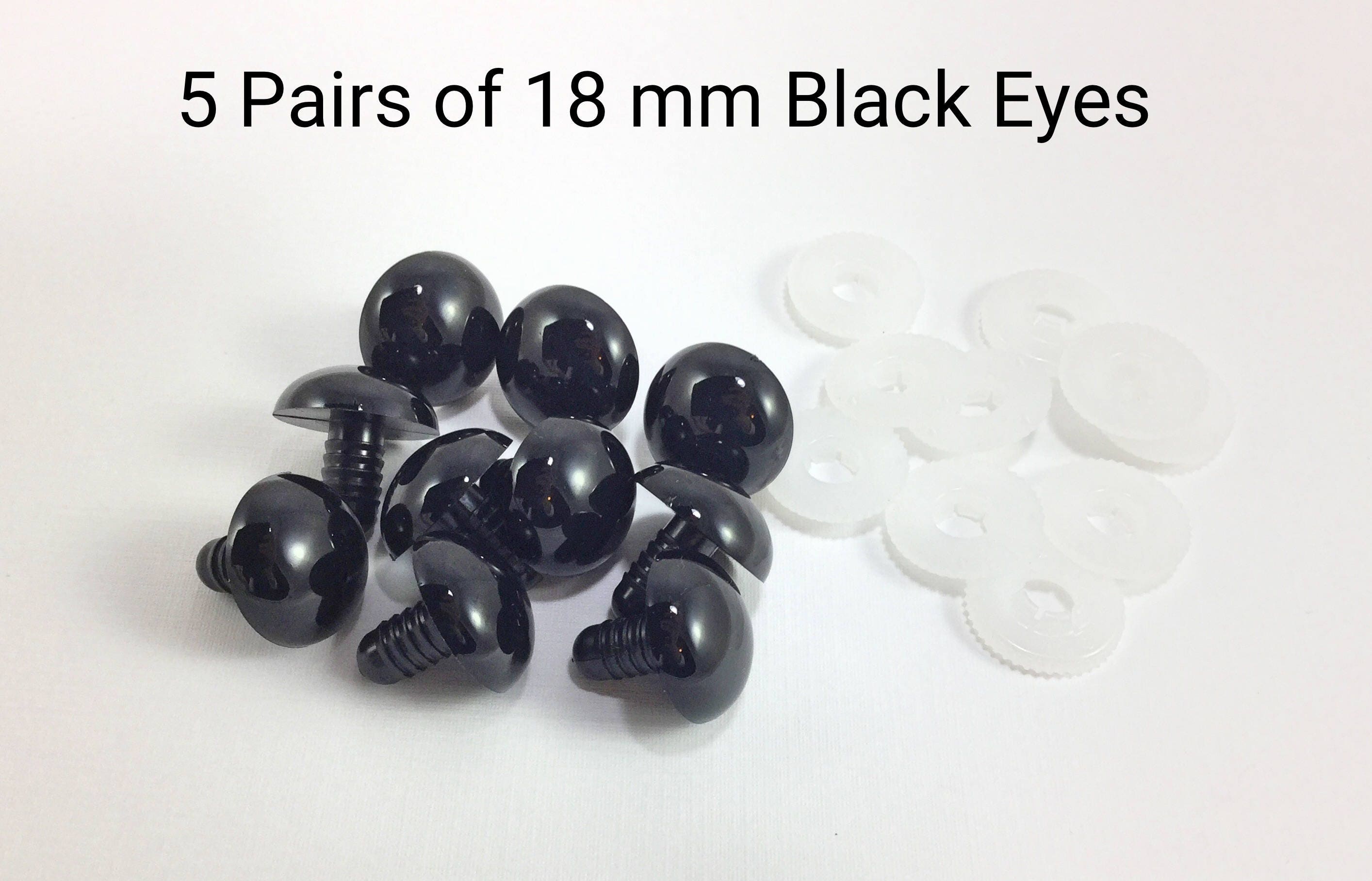 40mm Black Safety Eyes/Plastic Eyes - 5 Pair
