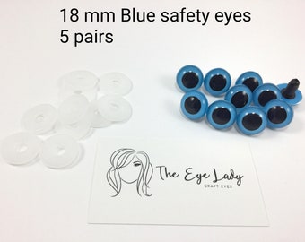 18 mm blue safety eyes - 5 pairs  - Amigurumi safety eyes - plastic animal eyes - supplies - craft eyes - doll eyes - soft toy eyes