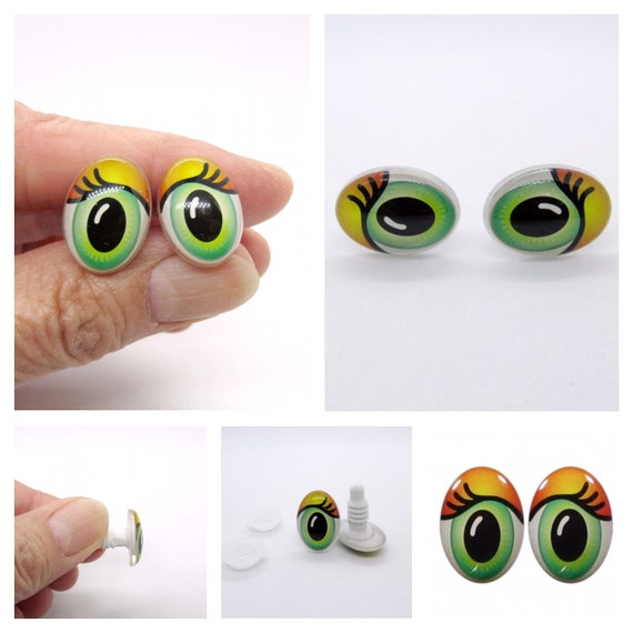 Ojos de seguridad de 18mm x 13mm 1 par Ojos de seguridad Amigurumi ojos  ovalados de plástico ojos cómicos ojos impresos ojos divertidos ojos verdes  -  España